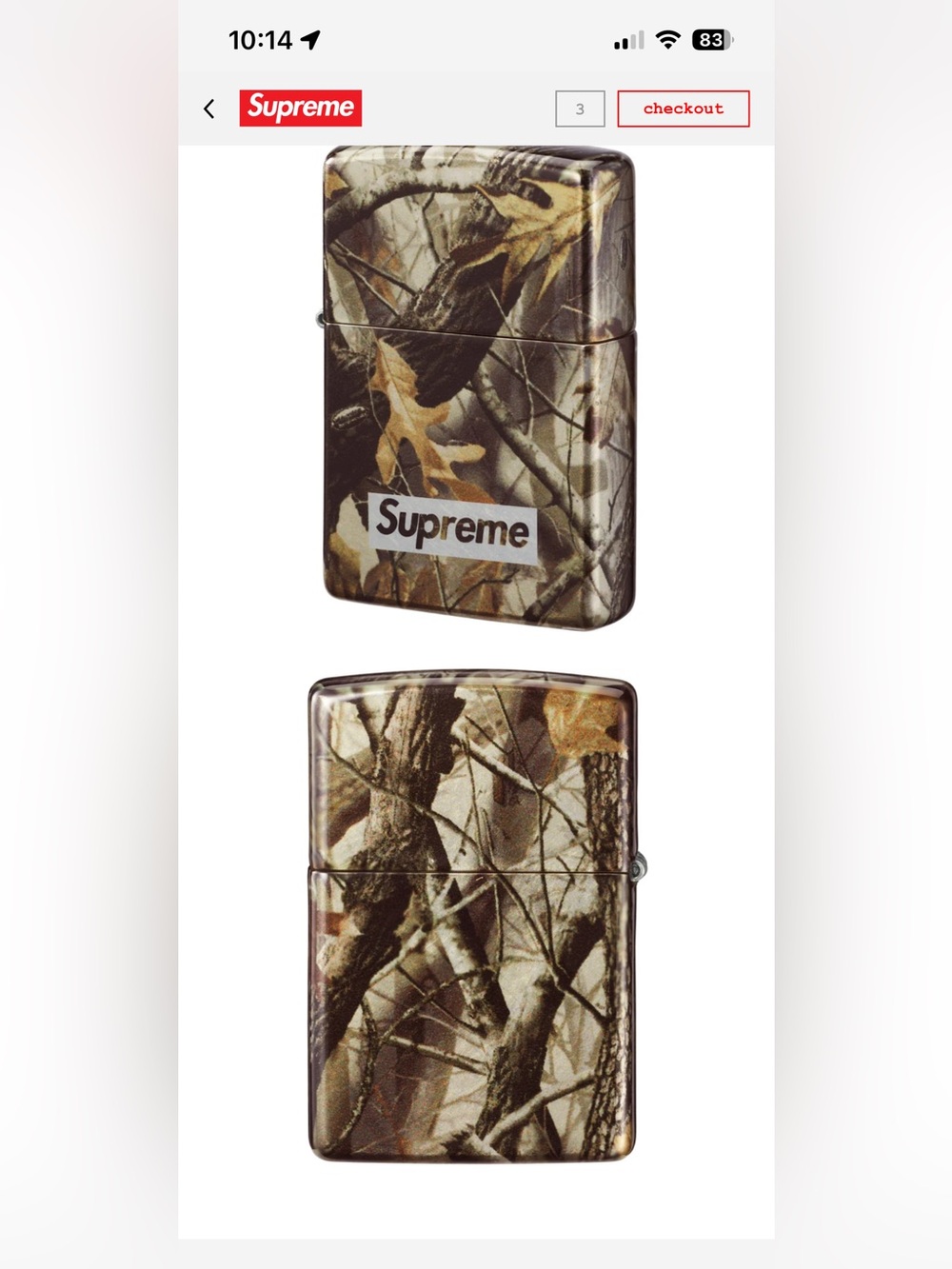 Supreme / ZIPPO Lighter “REAL TREE” (FW26) OS